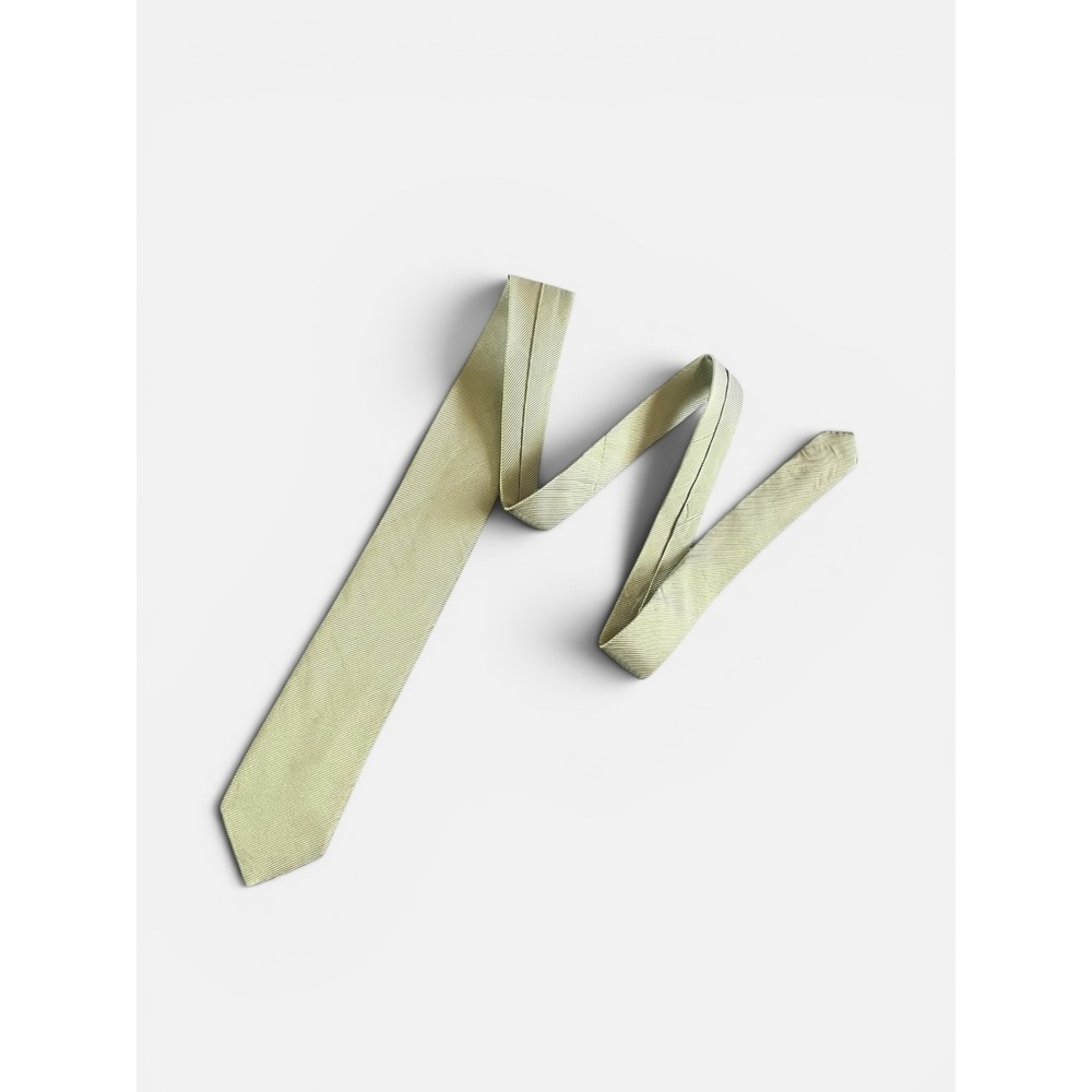LANVIN PARIS Mens Silk Pastel Green Ribbed Diagonal Stripe Tie Made in‎ France